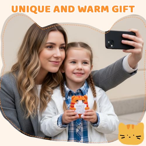 Image of Zibuyu Crochet Toys, Orange Cat Soft Toy with Positive Message Cards, Uplifting Inspirational Gift for Office, Classroom, Home Decor, Thoughtful Encouragement Ornament for Daily Motivation