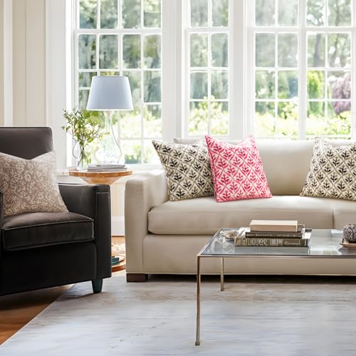Image of MIULEE Pack of 2 Decorative Outdoor Waterproof Throw Pillow Covers Flower Print Chic Boho Accent Pillow Covers for Square Garden Patio Cushion 16x16 Inch, Coffe-Brown