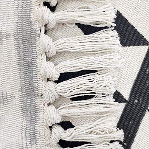 Ustide Ultra Long Cotton Area Rug With Tassel Hand Woven Printed Rug Kitchen Runner Washable Mat Entryway For Bedroom, Kitchen, Laundry Room (2.3Ftx6Ft, Black And Cream) #TOP5