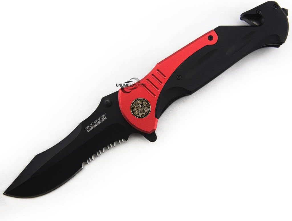 Unlimited Wares Fire Fighter Tactical Rescue Assisted Opening Folding Knife 4.75-Inch Closed