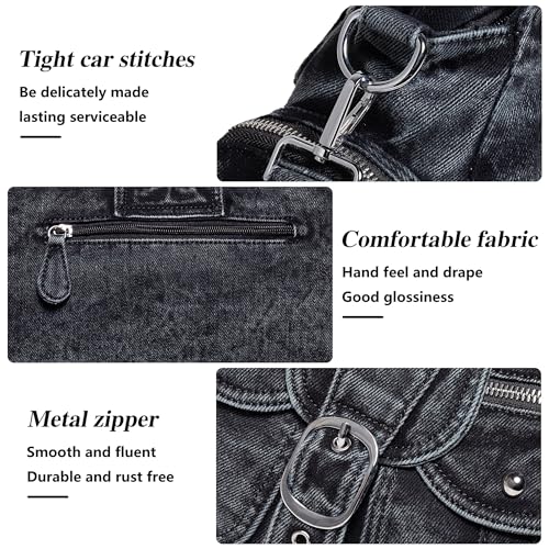 Image of Designer Denim Handbags for Women Hobo Tote Bag Crossbody Denim Purses Blue Jean Shoulder Bag