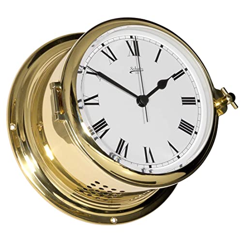 Delite 480C Schatz Royal Schiffsuhr römisch quarz ohne Schlag Messing poliert 180mm Cover