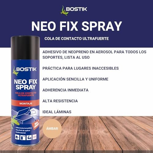 Miniatura 3 de Bostik Neo Fix Spray 500ml, Cola De Contacto, Adhesivo De Neopreno En Aerosol, Para Todos Los Soportes, Interior Y Exterior