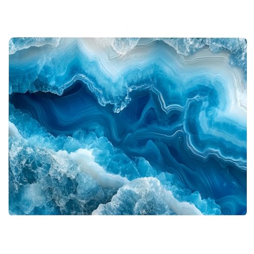 Tabla de cortar de vidrio templado con diseño mármol ágata azul miniatura 1