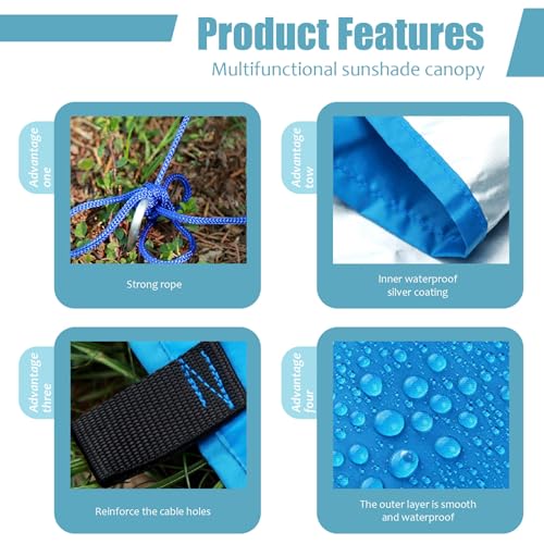 Lona para acampar de supervivencia con revestimiento de plata aislante térmico y protector 3