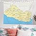 Batmerry Map America Atlas Country Tapestry, Central America El Salvador Pacific Ocean Wall Art Decoration for Bedroom Living Room Dorm, 51.2 x 59.1 Inches