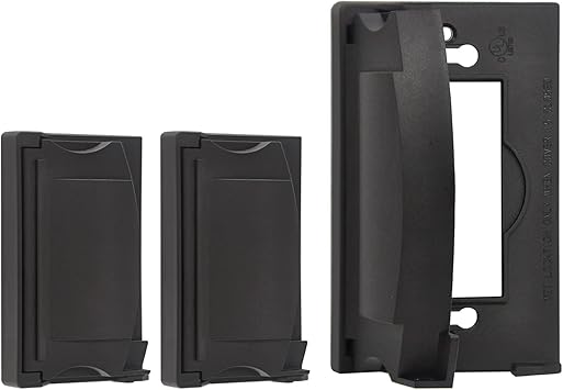 BESTTEN 3 Pack Outdoor Outlet Wall Plate Cover for GFCI and Decorator Receptacle, Weatherproof, Vertical/Horizontal Auto-Closing Lid, H4.65" x W2.87" x D0.71", Black