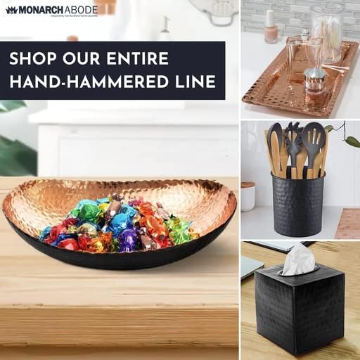 Monarch Abode Decorative Bowl for Home Decor – 12.75-Inch Black and Copper Plated Hand Hammered Key Bowls for Entryway Table, Fruit & Potpourri Bowl for Centerpiece, Modern Catch All Key Holder Bowl - Image 7