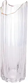 WOLFF - Vaso de Vidro Com Borda Dourada - 10cm x 30cm - Transparente - Decoração - Mesa Posta - Vasos Decorativos