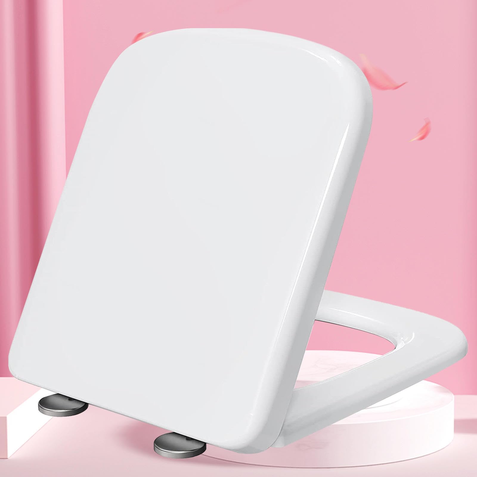 Lunette de toilette carrée blanche soft close pour des WC modernes et calmes