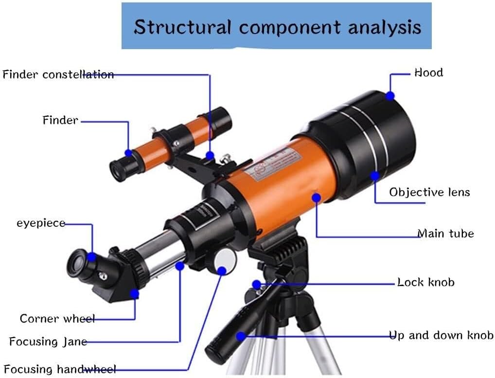 70mm Astronomy Telescope for Kids and Adults – 300mm Focal Length, Adjustable Tripod, and Backpack – Perfect for Beginners and Stargazing(with Backpack)