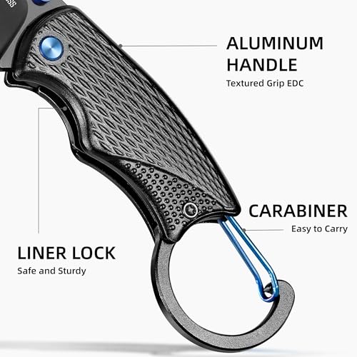 Image of NedFoss OWL Pocket Knife for Men, 1.56inch Small Pocket Knife Box Cutter, D2 Steel Blade and Aluminum Handle Keychains knives, Mini Folding Knife EDC Gadgets, Cool Knives for Work, Birthday Father Day Gifts for Him