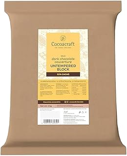 Cocoacraft 52% Dark Chocolate Couverture Un-tempered Slab (2KG) Chocolate Bar | 100% Natural | Handmade Artisinal Couvertu...