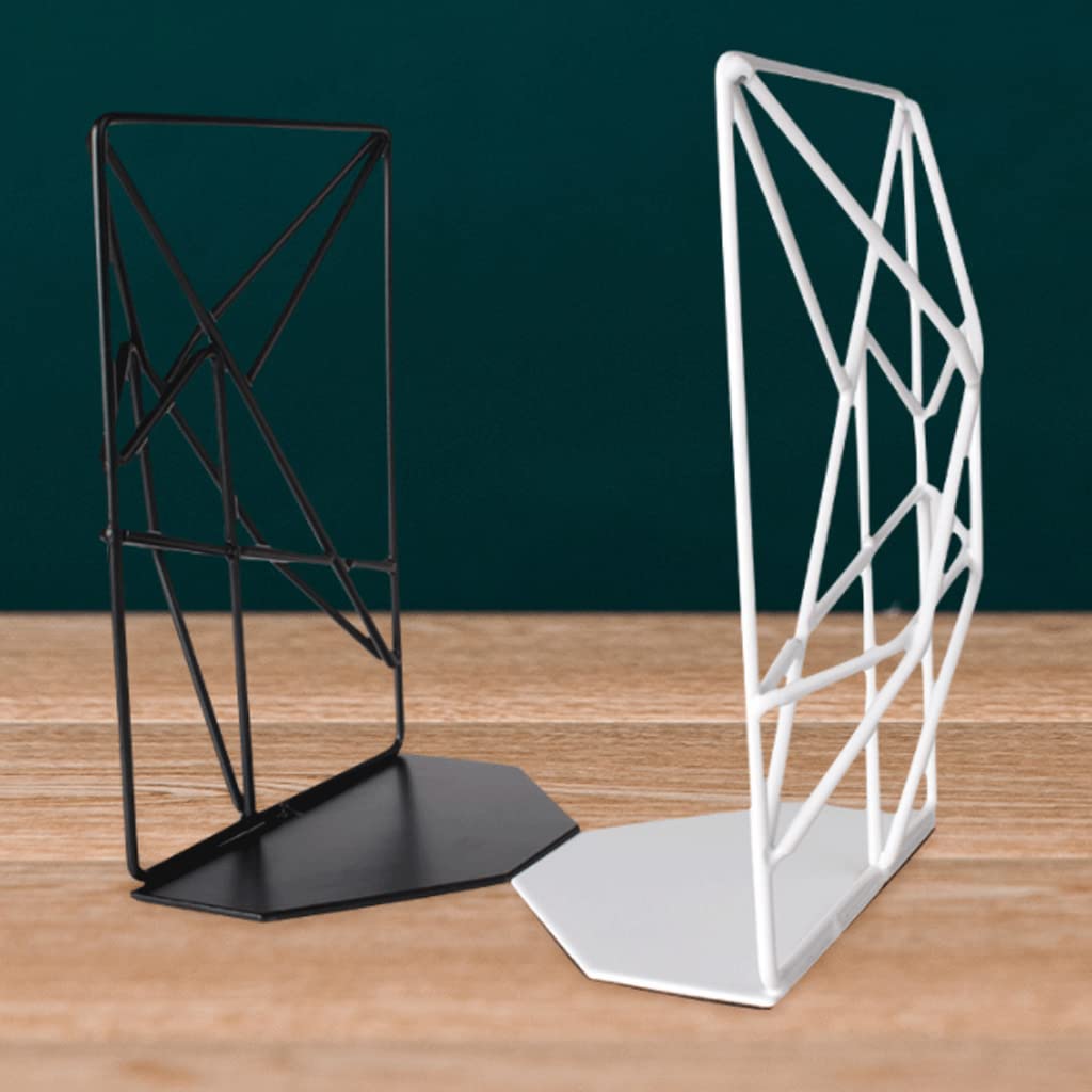 Habiba Buchstützen Geometrische Form Buchstützen Metall Schmiedeeisen Buchstützen mit rutschfestem Schneidboden Desktop-Aufbewahrungsorganisation für Bücher Organisieren