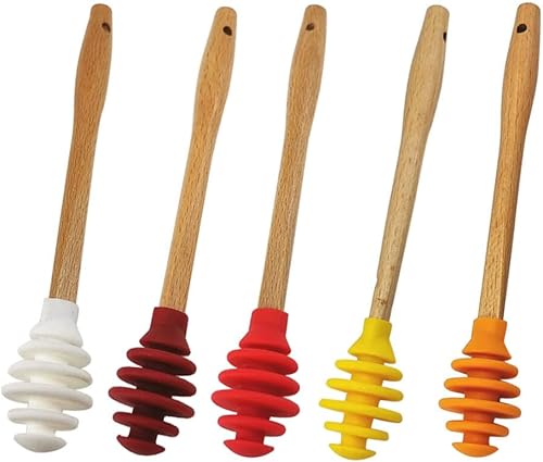 Miniatura 6 de Cabilock 5 palitos de silicona para mezclar miel, no limpiar para jarabe de miel y más silicona de grado alimenticio resistente a las manchas para
