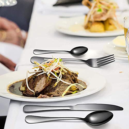 Ménagère en Acier Inoxydable, Lot de 4 Couverts, Acier Inoxydable de qualité Alimentaire, avec Couteau, Fourchette, cuillère, Vaisselle dans Un élégant Coffret (argenté, 24 pièces)