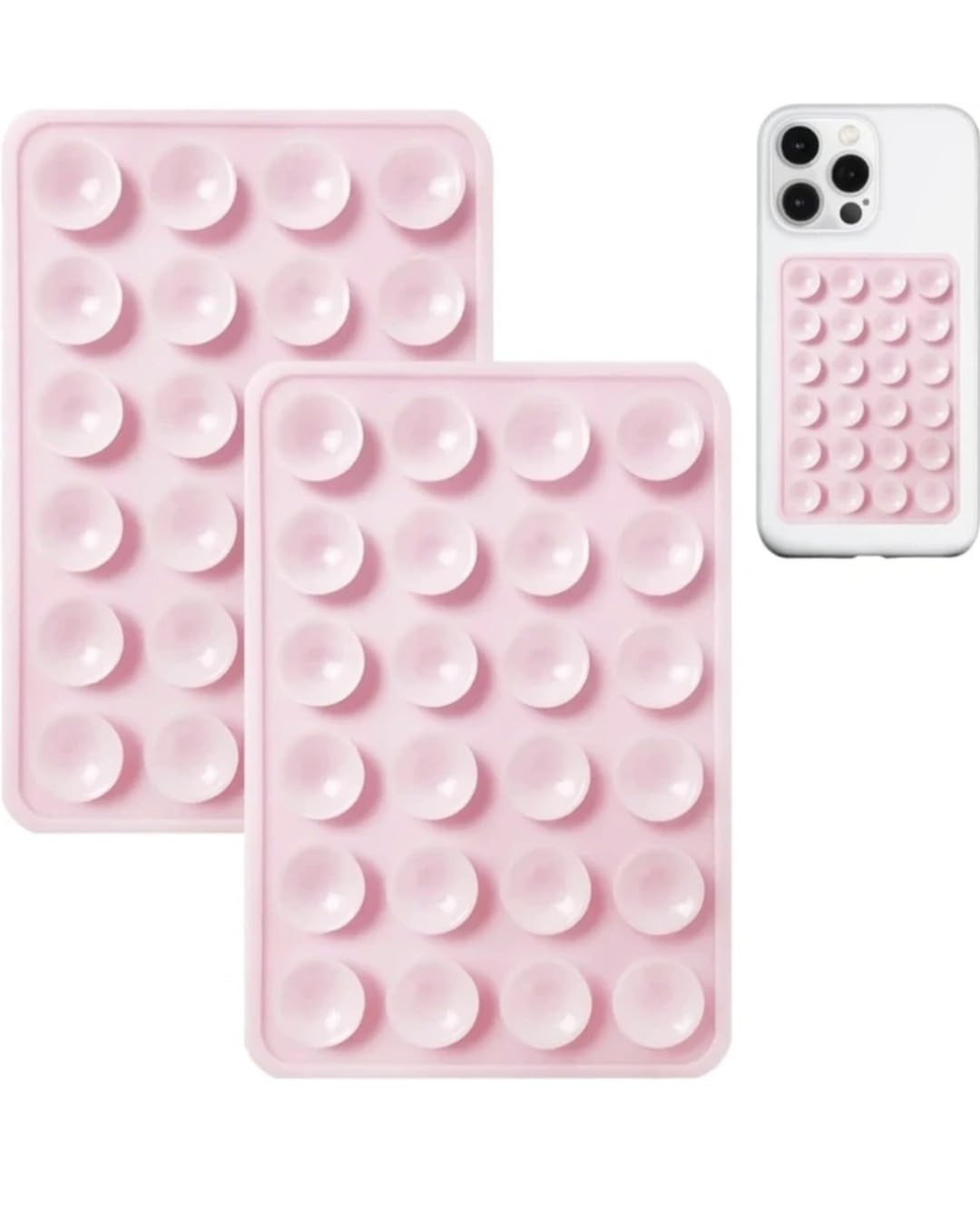 silicone suction pad for phone | reusable sticky gel grip holder | anti slip mount for car dashboard, mirror, wall, tile | multi purpose phone sticker | pack of 2 | pink