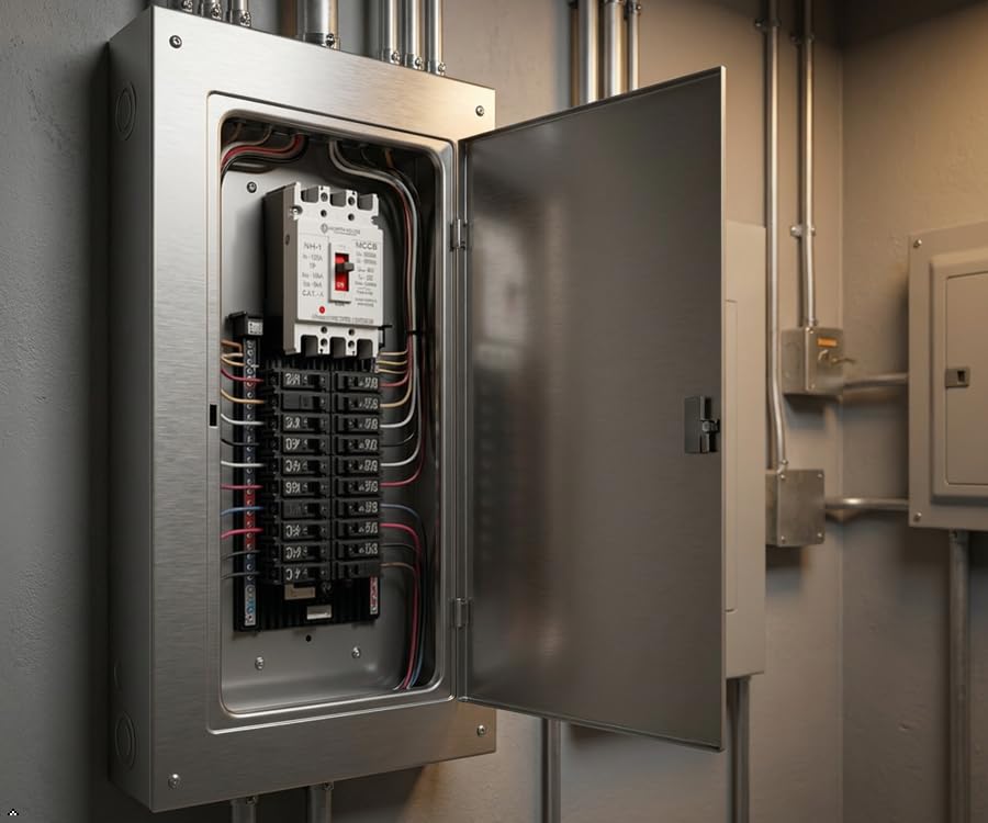 Image of NORTH HOUSE MCCB | 100 A 4 Pole | ISI Marked | 10kA | IEC 60947-2 | Fixed Type