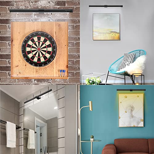 Image of Rechargeable Picture Light Battery Operated,19.7 inch Wireless Painting Light with Remote Control,Metal Art Display Lamp,3 Modes,Dimmable Dartboard Light with Timer for Frame Picture