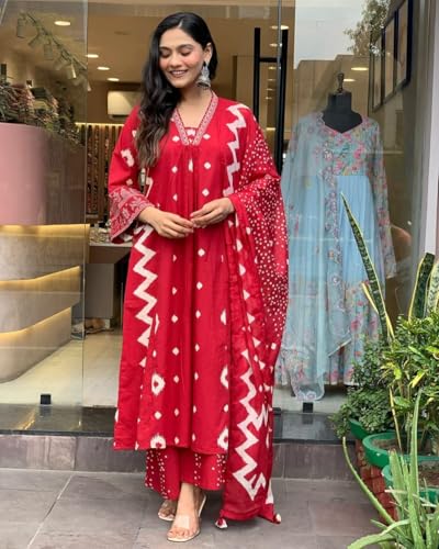Image of Yashika Women Cotton Blend Floral Printed Kurta Plazzo Set with Dupatta Suitable For Every Indian Occasion