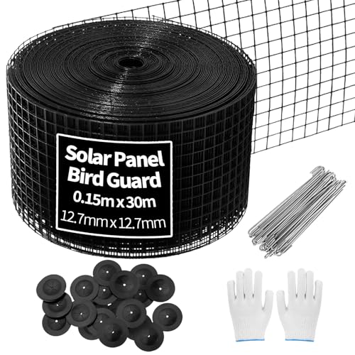 6in x 100ft Solar Panel Bird Mesh Kit Heavy Duty Galvanised PVC Coated Wire Netting Anti-Pigeon Barrier & Roof Protection Easy to Install Durable Bird Guard for Solar Panels