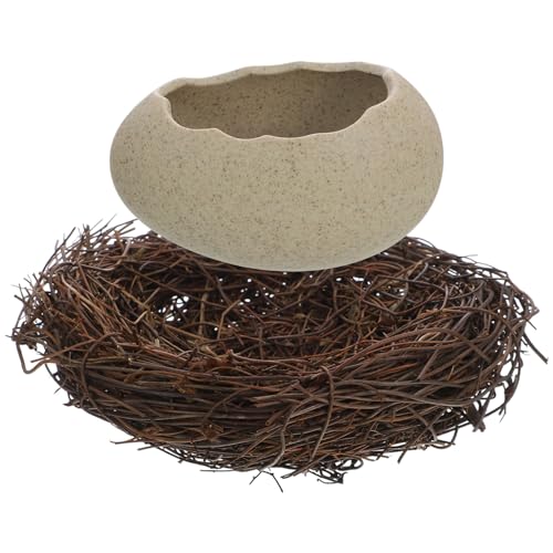 Alipis Egg Shell Bowl with Bird Nest Broken Egg Bowl Funny Egg Shell Vase Food Dessert Fruit Bowl Easter Table Centerpiece for Party Supplies