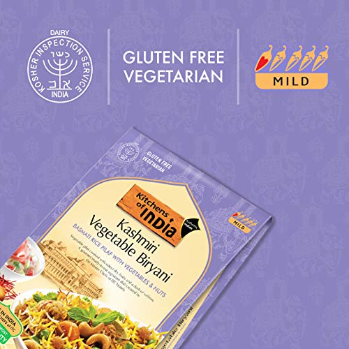 Kitchens Of India Kashmiri Vegetable Biryani, Basmati Rice Pilaf With Vegetables & Nuts, 8.8 Ounces (Pack Of 6), Gourmet Ready To Eat Authentic Indian Dish #TOP4