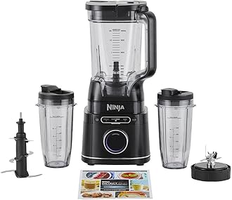 Ninja 2-in-1 Detect Power Mixer Pro and Single Portion, 1200W Blender with 2L Jug, 2 x 680 ml Beakers, Mix Smoothies, Chop Vegetables and Mix Frozen Drinks, Black, TB301EU