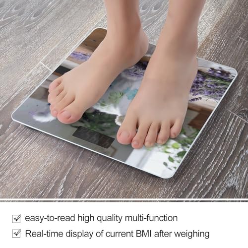 Báscula digital Flower Cat para baño con pantalla LCD miniatura 5