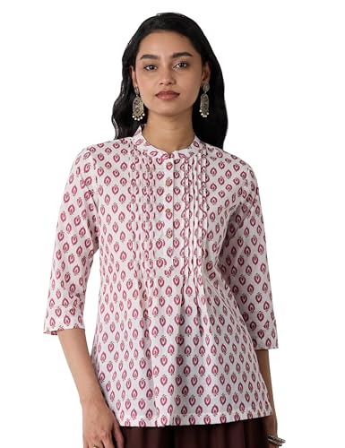 Image of Amazon Brand - Myx Women Cotton Printed A-line Short Kurti (Available in Plus Sizes)