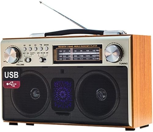 ZLDXDP Retro Speaker Portable Home Tri-Band FM Radio Subwoofer Mobile