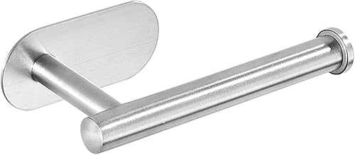 Soporte de papel higiénico autoadhesivo - Soporte de papel higiénico de baño sin taladrar acero inoxidable cepillado (plateado)