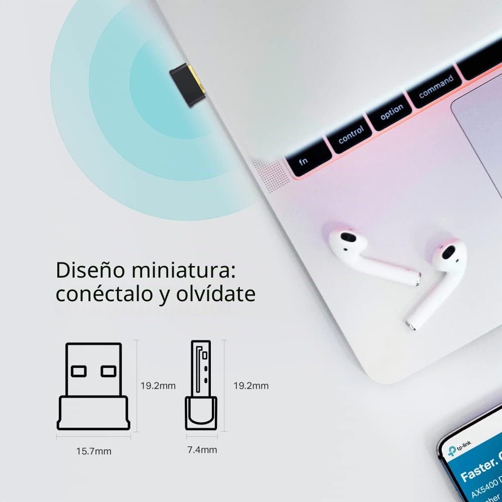 TP-Link Archer T2UB Nano AC600 Nano Wi-Fi Bluetooth 4.2 USB Adaptador (2.4 GHz 200 Mbps, 5 GHz 433 Mbps, tamaño Nano, Compatible con Win 11/10/8.1/8/7, estándares de cifrado WPA3, Bluetooth 4.2)