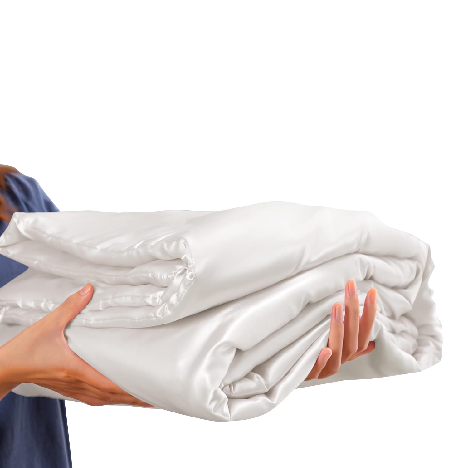 Luowei Coperta estiva in raso 200 x 200 cm bianco Raffreddamento liscio seta coperta confortevole traspirante può mantenere il corpo fresco per sudorazioni notturne e viaggi all'aperto
