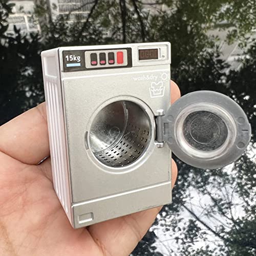 Goodliest 1:12 Scale Miniature Dollhouse Washer Openable Lid Washing Machine Model Miniature Dollhouse Furniture Washer Dryer For 1/12 Doll House Decor Grey #TOP3
