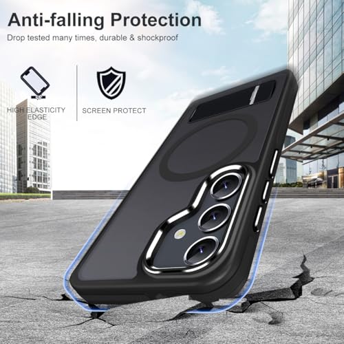 Image of MALEWOLF Stand for Samsung Galaxy S24 Plus Case, Compatible with Magsafe, Matte Rugged Cover with Mil-Grade Drop Protection, Galaxy S24+Plus Phone Case Magnetic, Slim, Anti-Slip Grip (Black)