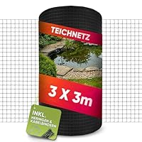Teichnetz feinmaschig, 3 x 3 Meter, Witterungs- & UV-beständig, Vogelnetz, Hühnernetz, Balkonnetz, Netz Garten, taubennetz, Gartennetz, hühnergehege, laubnetz, volierennetz