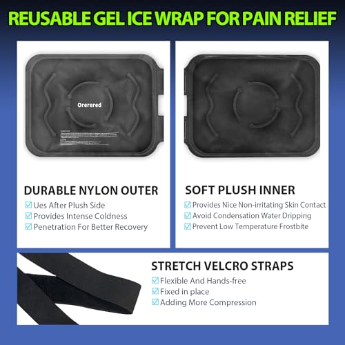 Image of Ice Packs for Injuries Reusable Knee Gel Ice Pack Wrap for Swelling Black
