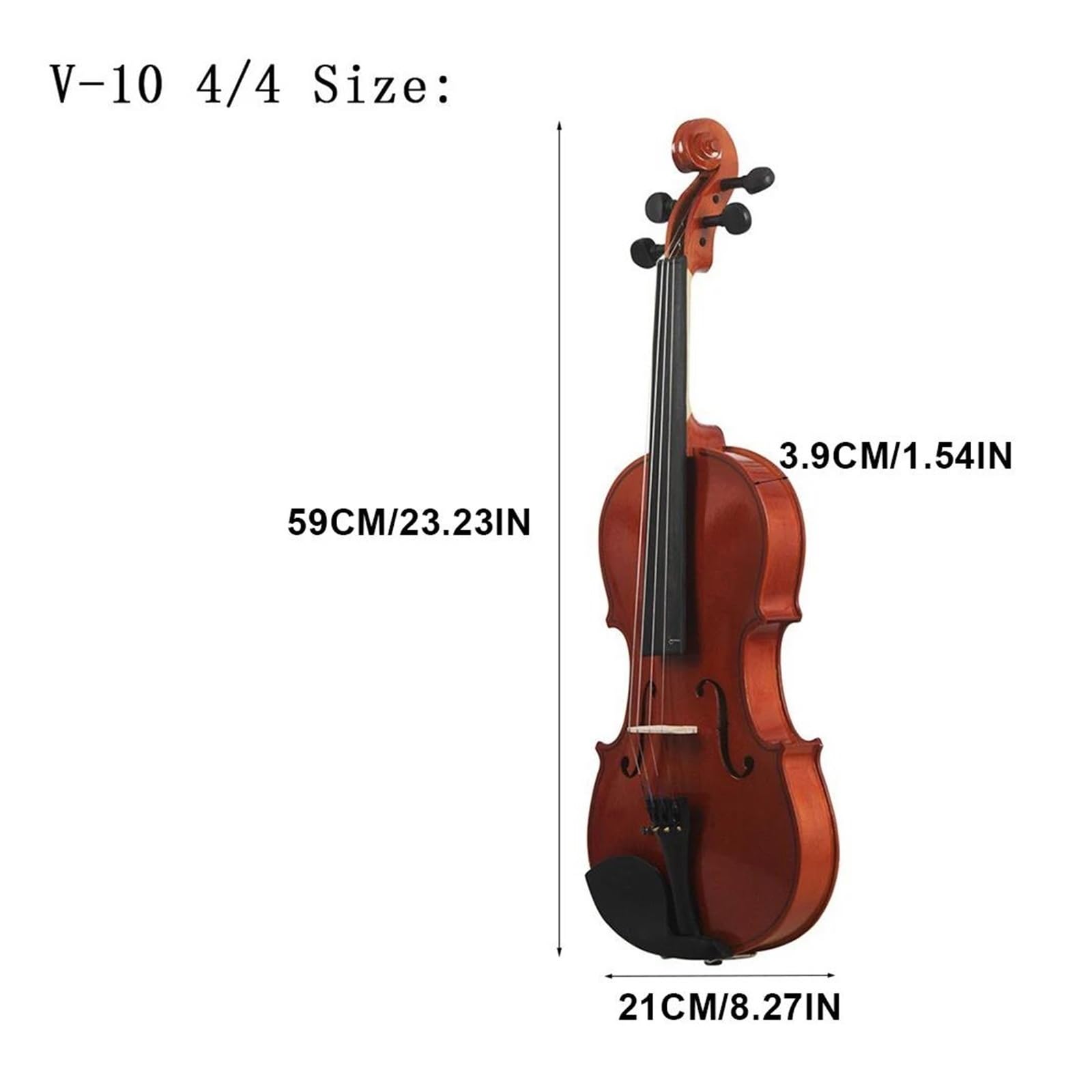 violino Piccolo Violino Acustico In Legno Massello 4/4 Con Custodia E Corde Di Ricambio