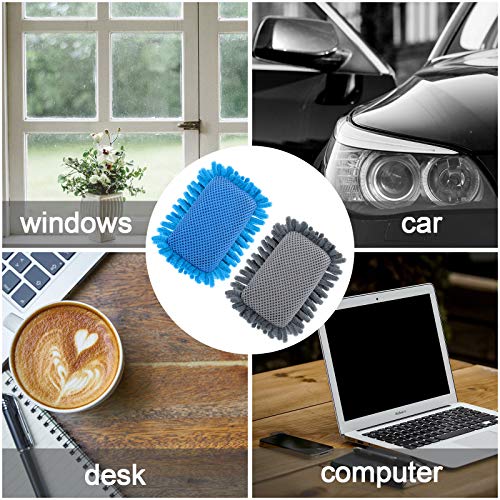 2 Pieces Microfiber Shag Whiteboard Eraser Dry Erase Eraser Washable Board Eraser For Chalk, Markers, Classroom, Home And Office (Grey, Blue) #TOP4