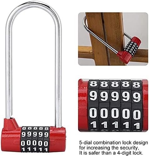 luggage locks,padlock, 5 Digit Dial Combination Password Code Lock, Extra Long, Suitable for Suitcases, Cabinets, Gym, Bicycle, Toolbox Combination Padlocks, Silver