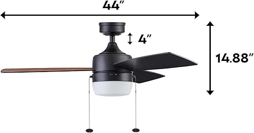 Miniatura 7 de Honeywell Ceiling Fans 51476-01 Barcaderro Ventilador de techo 44 negro mate