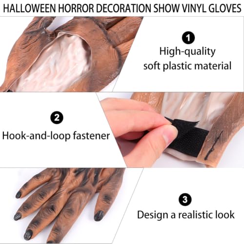 Guantes de plástico marrón TEHAUX evitan deformación en disfraces de terror 3