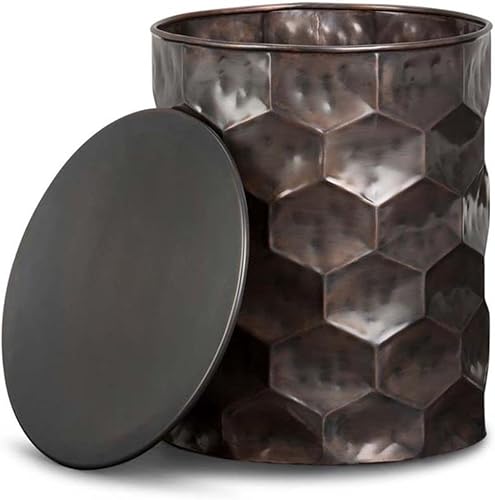 Miniatura 64 de SIMPLIHOME Morris - Mesa auxiliar de metal de aluminio fundido de 17 pulgadas de ancho en plata antigua, mesa de acento industrial con acabado en