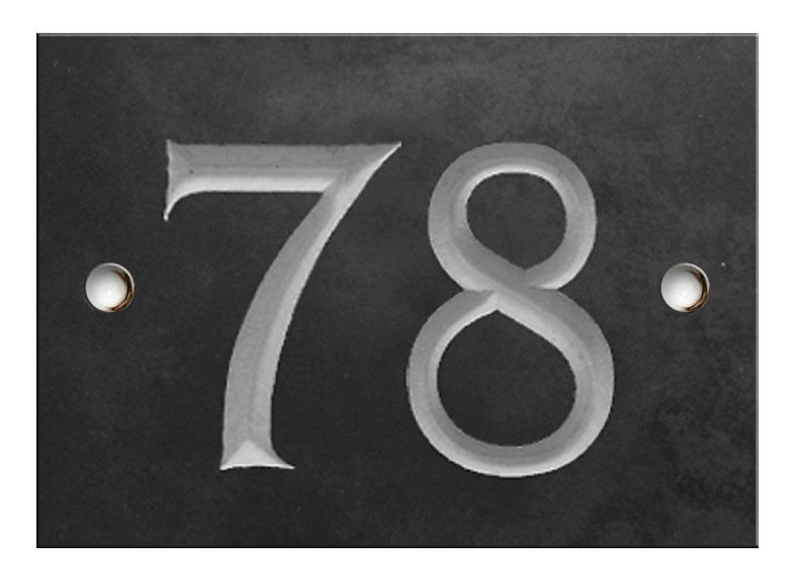 Engraved Slate House Number Sign - 1 to 99 (Select Your Number here) - Number 78 (Same Day Dispatch by 1st Class Post!!!) — image 1