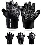 Fitgriff® Fitness Handschuhe V2, Trainingshandschuhe, Sporthandschuhe für Damen und Herren, Krafttraining, Kraftsport, Training, Sport, Gym, Workout Gloves (Leopard, 17cm - 19cm Handumfang (Größe 6))