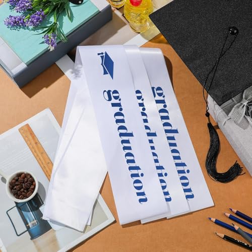Bonuci 100 Pcs DIY Blank Plain Satin Sash White Senior Sash 2026 for Bride Graduation Beauty Pageant Winner Homecoming Wedding Party Supplies Decorations
