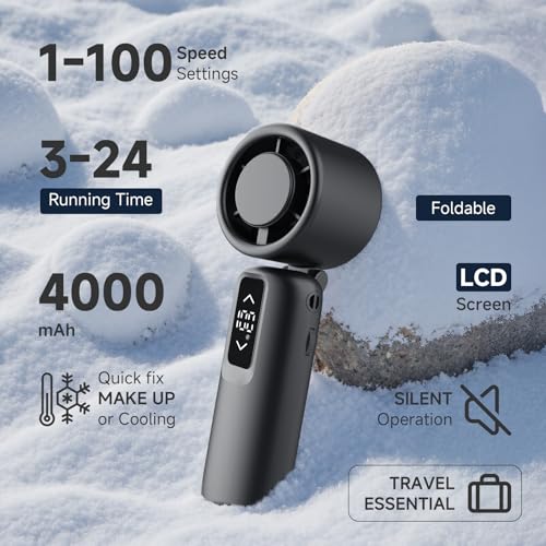 Guirngou Portable Handheld Turbo Fan, 1-100 Gear Wind, Battery Operated, Up to 23 Working Hours, 3 IN 1 Personal Fan with Air Turbo Tech, Cooling Essentials for Indoor/Outdoor - image 3