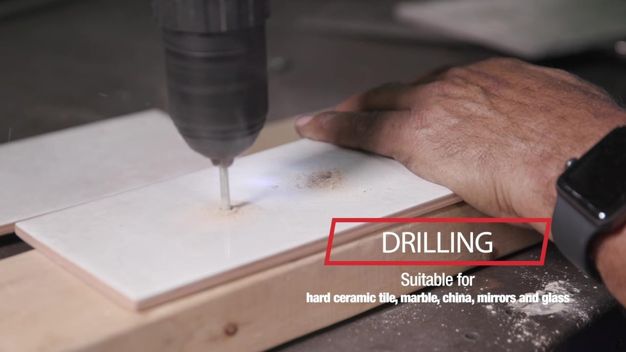 Drill America 5 Piece Carbide Tipped Glass & Tile Drill Bit Set with Hex Shank
