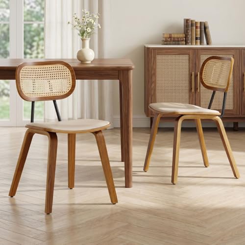 chairus Lot de 2 Chaises de Salle à Manger avec Pieds Bois Chaise Rembourrée en Cuir PU pour...